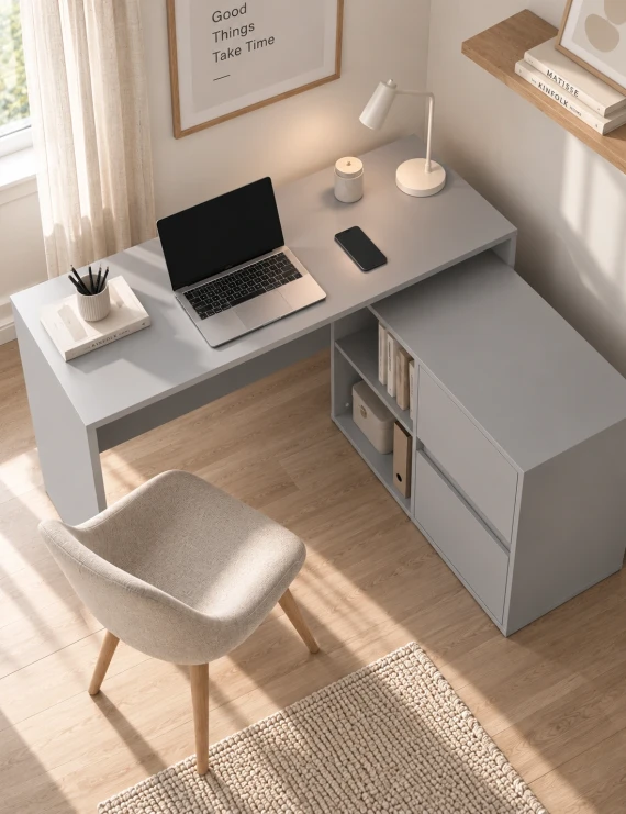 Cтіл письмовий кутовий TWIN K 120x60 см Камінь Сірий