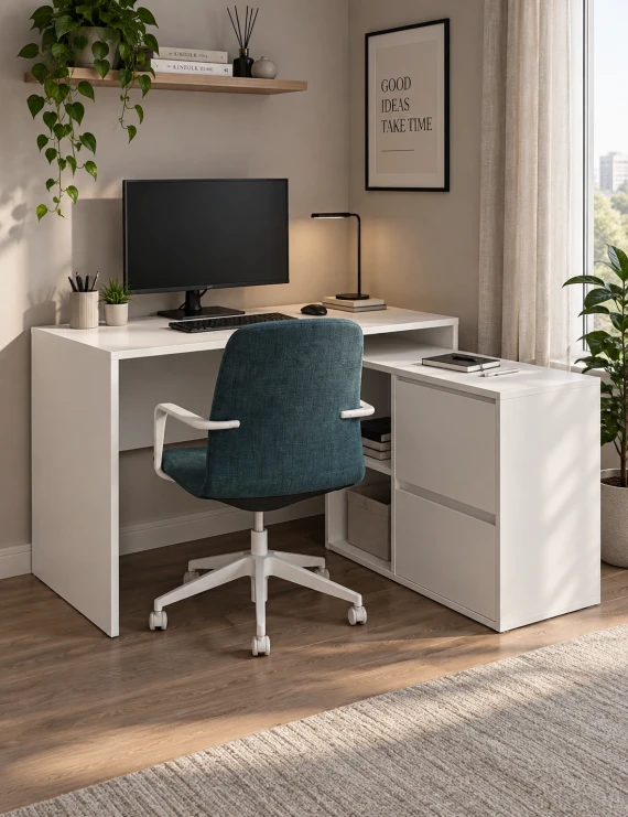 Cтіл письмовий кутовий TWIN B 120x60 см Білий діамант