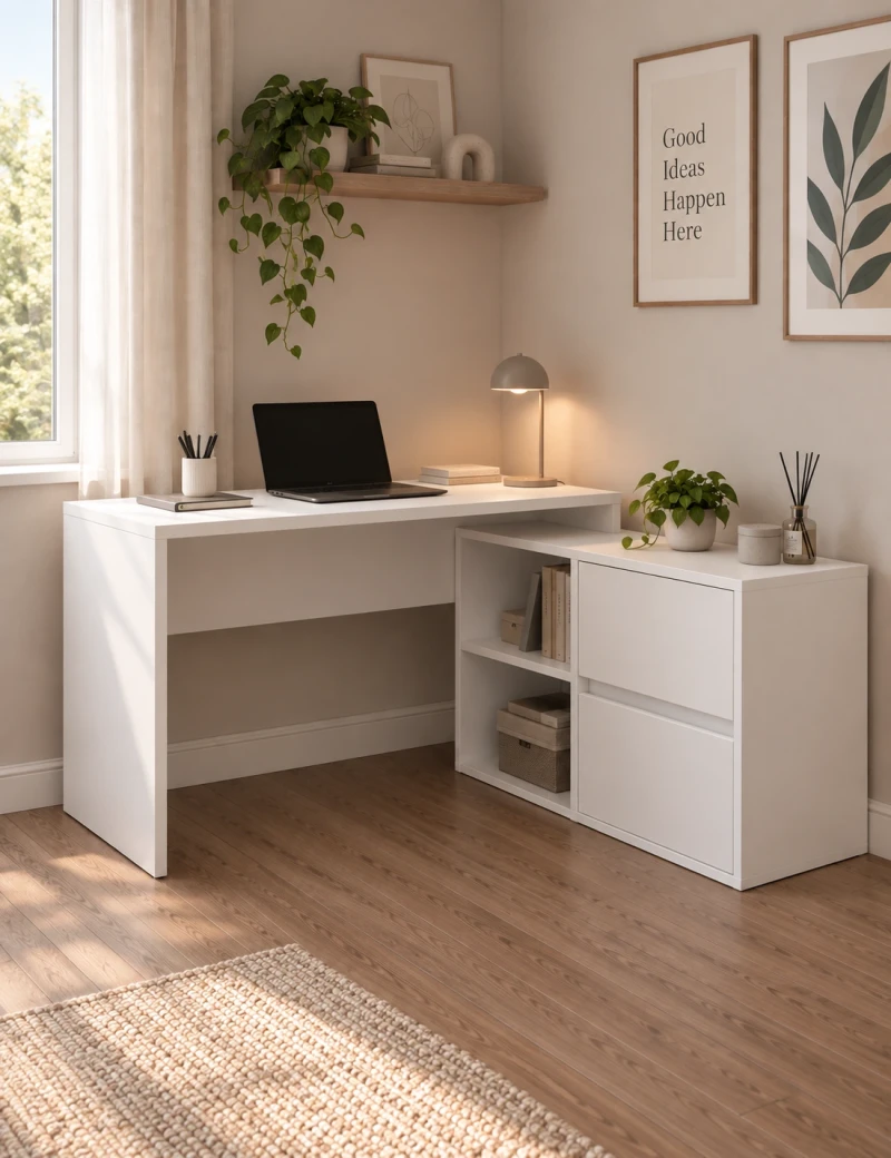 Cтіл письмовий кутовий TWIN B 120x60 см Білий діамант