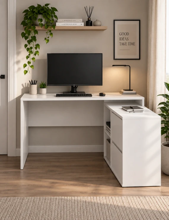 Cтіл письмовий кутовий TWIN B 120x60 см Білий діамант