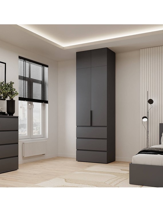 Шафа розпашна з антресоллю №2 Art In Head Light 800x2600x500 Графіт сірий (A2LT12070000000)