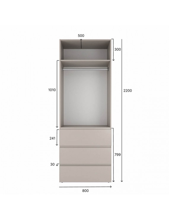 Шафа розпашна комбінована з антресоллю №10 Art in Head Light 1600х2600х500 Графіт сірий (A2LTK0107000000)