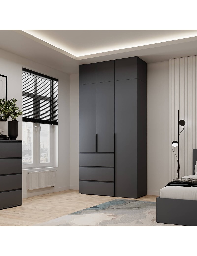 Шафа розпашна комбінована з антресоллю №2 Art in Head Light 1200х2600х500 Графіт сірий (A2LTK027000000)