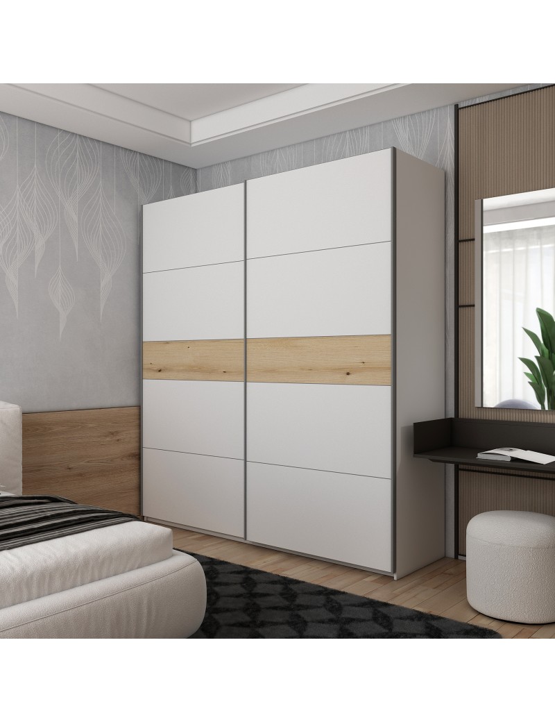 Шафа-купе двохдверна Doros G-Caiser 220х60х240 см Білий/Дуб евок (DRS-011223)