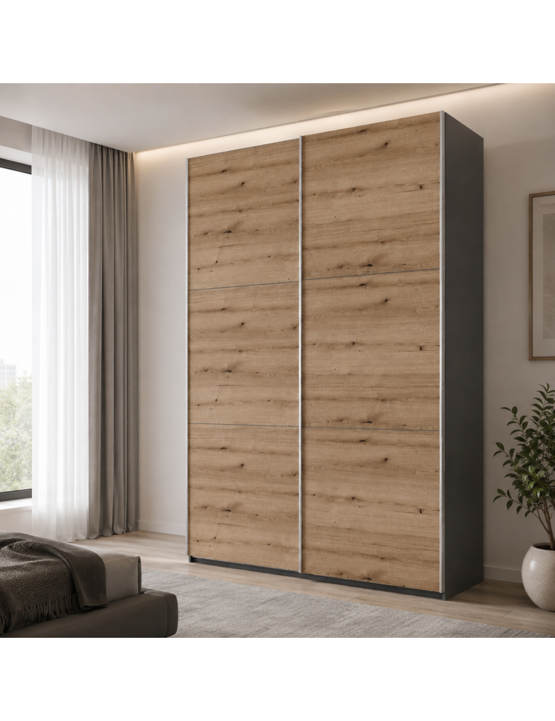Шафа купе Doros G-Caiser Антрацит/Дуб Евок 2 ДСП / 3 частини 160х60х240 (42005414) (DRS-012247)