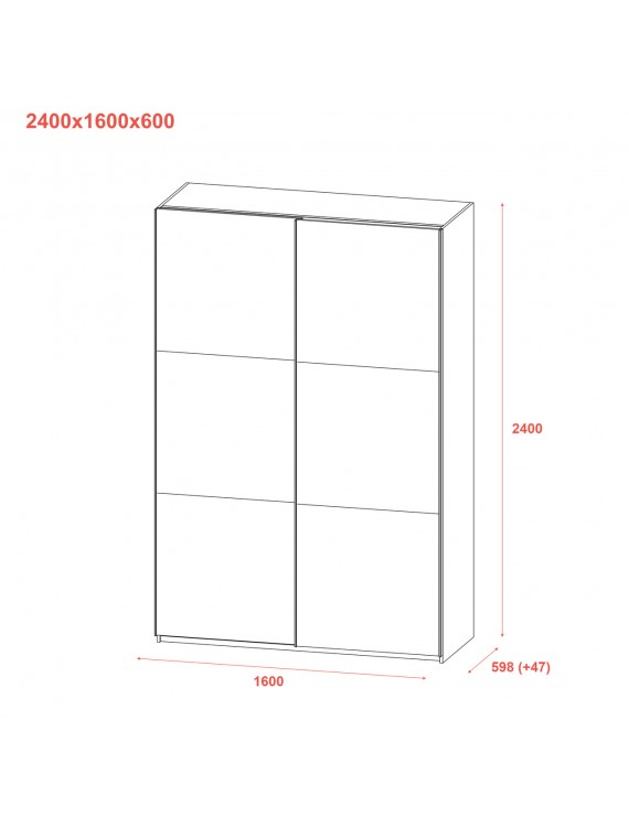 Шафа купе Doros G-Caiser Антрацит/Дуб Евок 2 ДСП / 3 частини 160х60х240 (42005414) (DRS-012247)