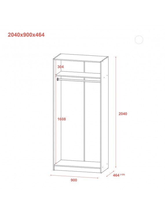 Шафа для одягу Doros Промо Сірий 2 ДСП 90х48х204 (DRS-011625)