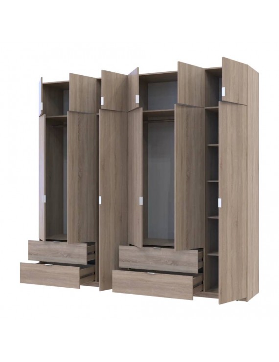 Шафа для одягу Doros Лукас Дуб сонома 3+3 ДСП 255х50х240 DRS-011704 (42005111)