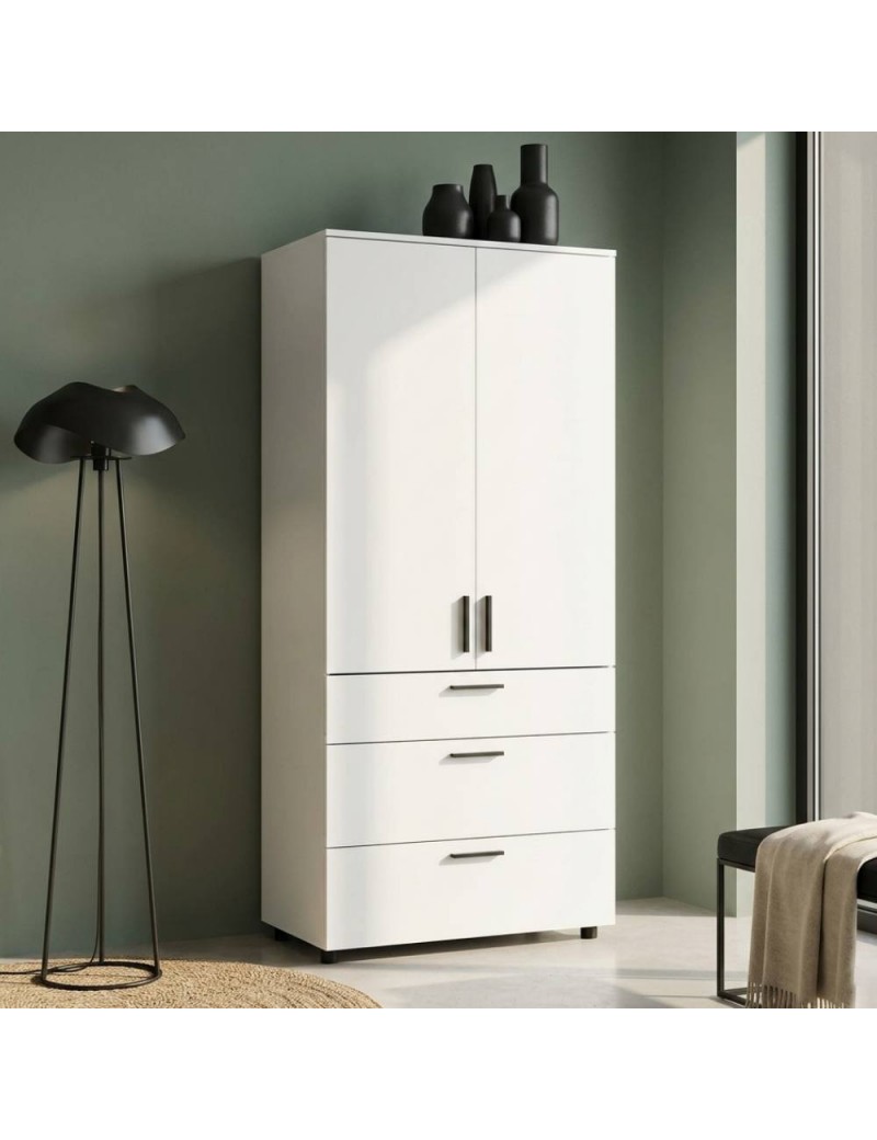 Шафа для одягу Doros Торн Білий 2 ДСП/3Ш (полиці) 90х51.6х200 (DRS-012020)