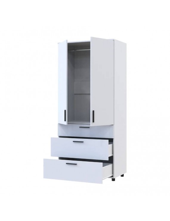 Шафа для одягу Doros Торн Білий 2 ДСП/3Ш (штанга) 90х51.6х200 (DRS-012021)