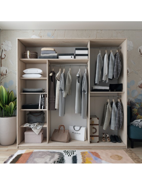 Шафа-купе трьохдверна Doros Сіті Лайт 225х60х225 см Дуб сонома/3 Дзеркала (DRS-011096)