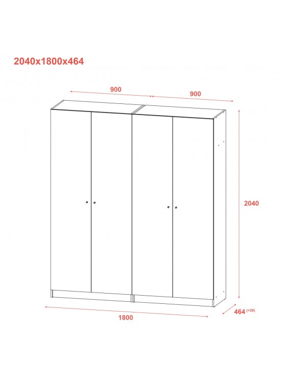 Шафа для одягу Doros Промо Антрацит 2+2 ДСП 180х48х204 (42005333) (DRS-012163)