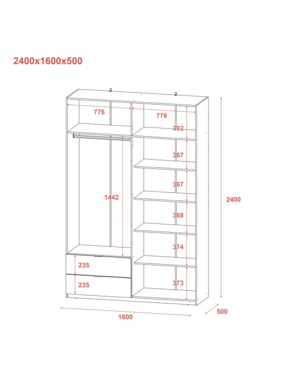 Шафа для одягу Doros Лукас Дуб Сонома 160х50х240 (DRS-011619)
