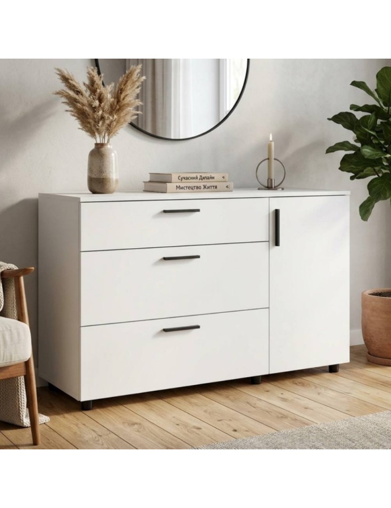 Комод Doros Торн Білий 3Ш/1Д 135х51.6х80 (DRS-012104)
