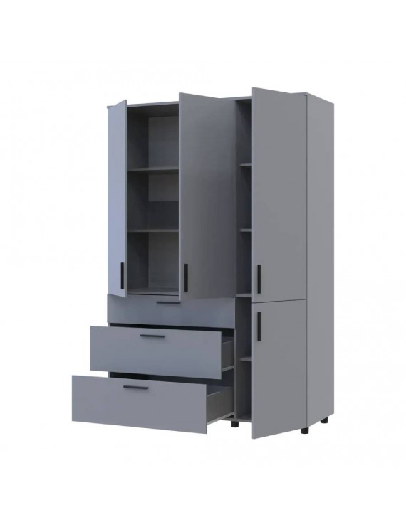 Шафа для одягу Doros Торн Сірий 3 ДСП/3Ш (полиці) 135х51.6х200 (DRS-012064)