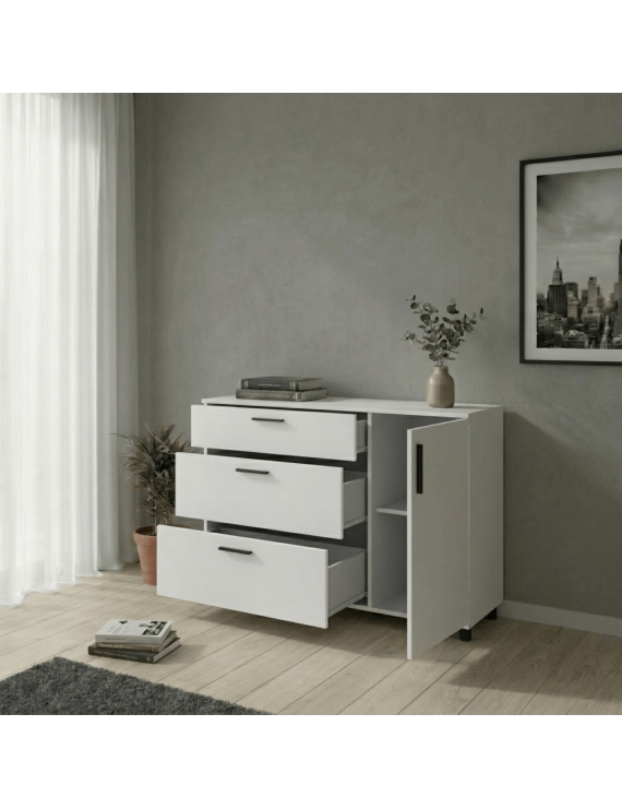 Комод Doros Торн Білий 3Ш/1Д 135х51.6х80 (DRS-012104)