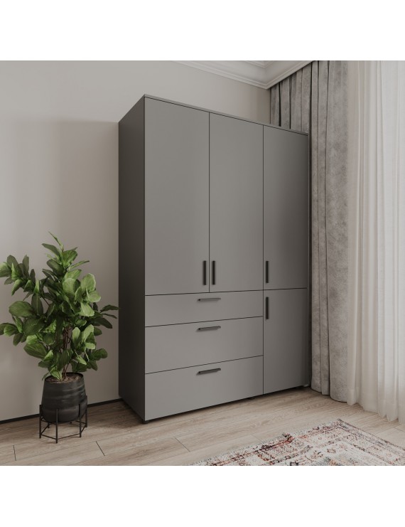 Шафа для одягу Doros Торн Антрацит 3 ДСП/3Ш (полиці) 135х51.6х200 (DRS-012084)
