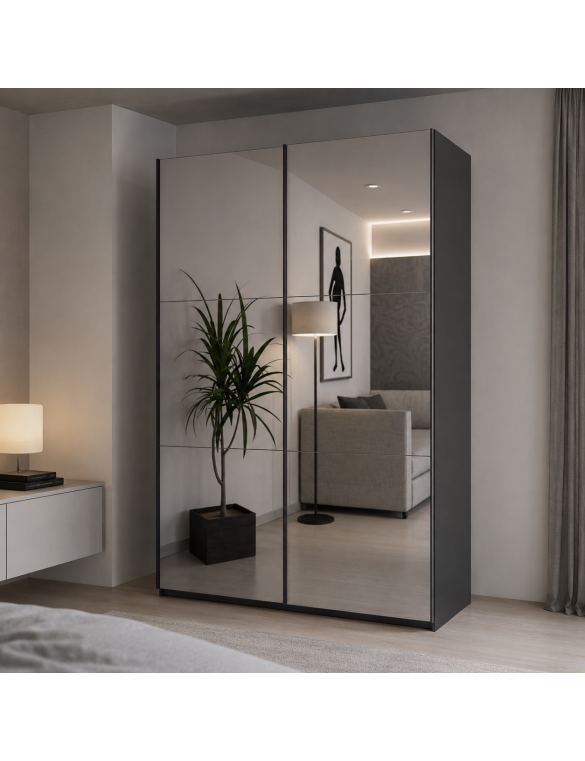 Шафа купе Doros G-Caiser Антрацит 2 Дзеркала / 3 частини 160х60х240 (42005409) (DRS-012242)