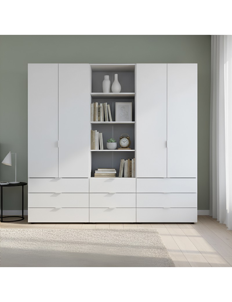 Шафа для одягу Doros Гелар Білий 2+2ДСП з пеналом 215х49.5х203.4 (DRS-011915)