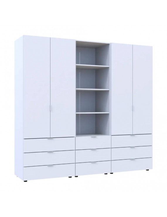 Шафа для одягу Doros Гелар Білий 2+2ДСП з пеналом 215х49.5х203.4 (DRS-011915)