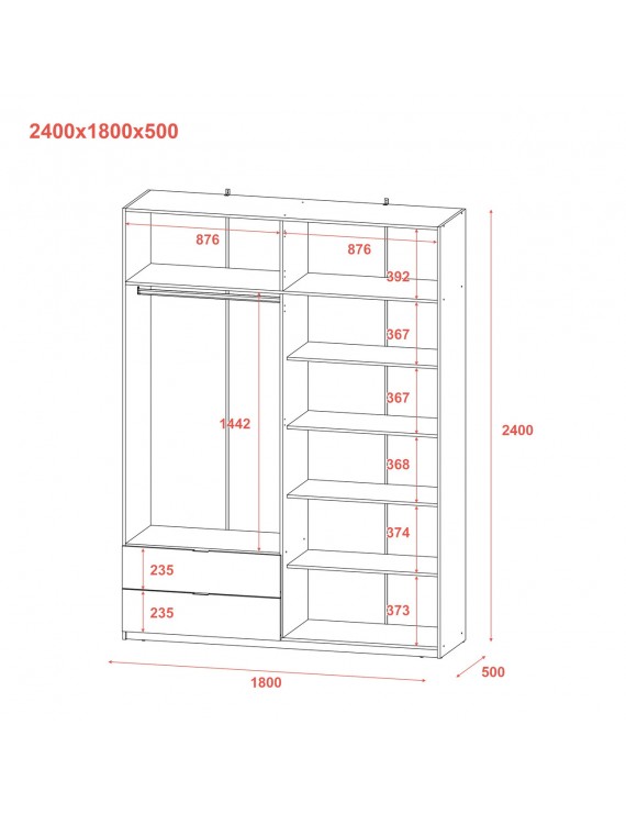 Шафа для одягу Doros Лукас Дуб Сонома 180х50х240 (DRS-011620)