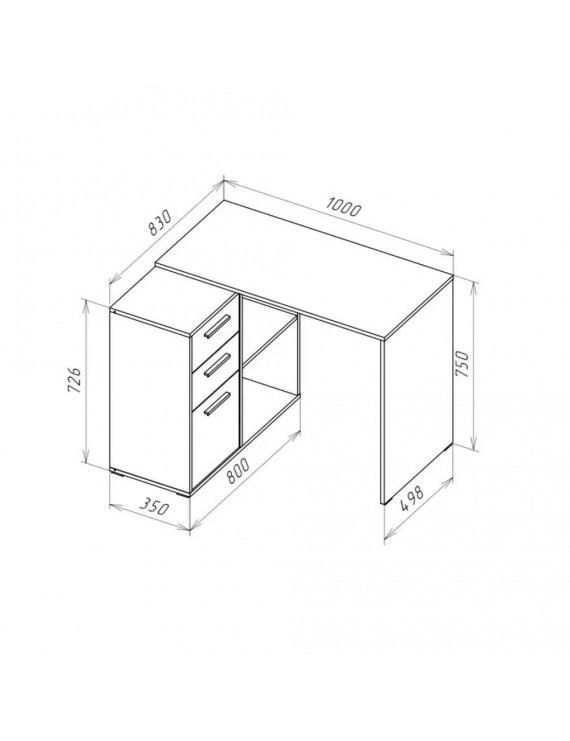 Офісний стіл Doros T8 Білий/Графіт 100х83х75 (DRS-011891)