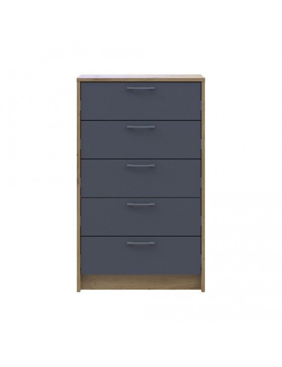 Комод Doros Ронді Дуб Артизан/Графіт 5 ящиків 60х40х100 DRS-011783 (41516188)