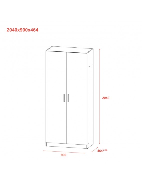 Шафа для одягу Doros Promo з полицями Сірий 2 ДСП 90х48х204 DRS-011632 (80737770)