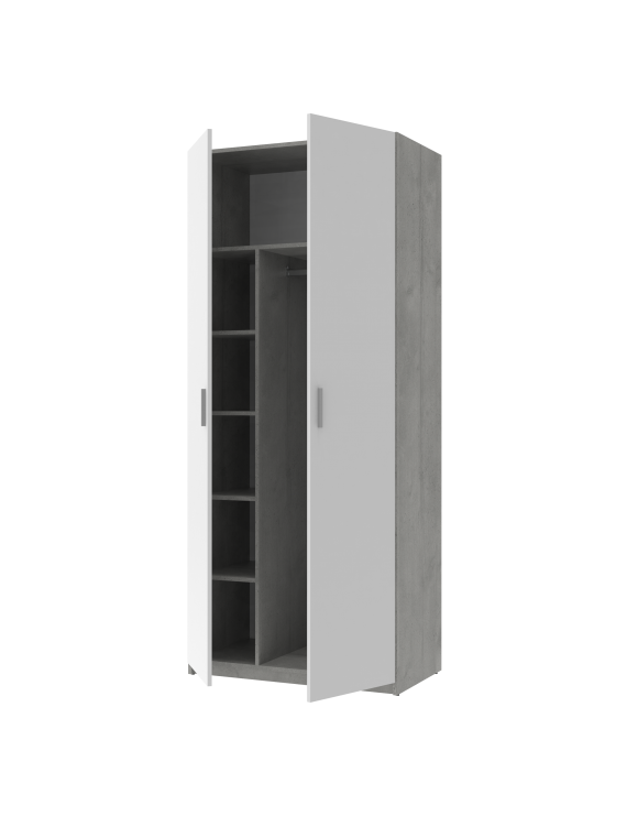 Шафа розпашна для одягу Doros Кен 90х52х210 см Білий/Бетон (DRS-011187)