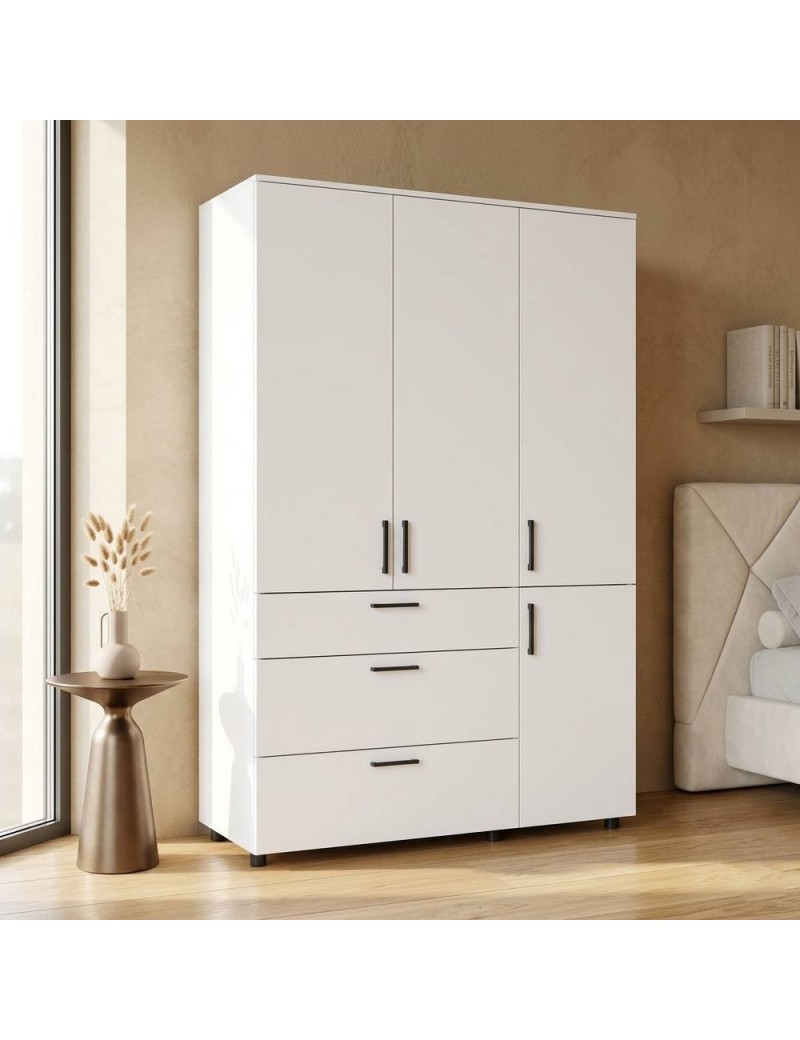 Шафа для одягу Doros Торн Білий 3 ДСП/3Ш (полиці) 135х51.6х200 (DRS-012056)