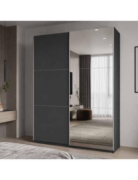 Шафа купе Doros G-Caiser Антрацит/Антрацит 1 ДСП / 1 дзеркало / 3 частини 160х60х240 (42005411) (DRS-012244)