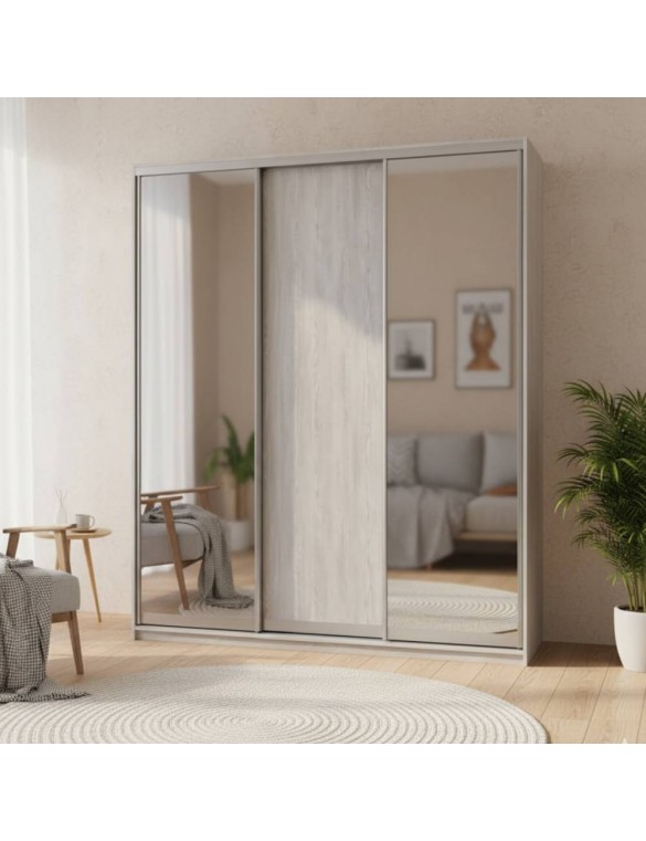 Шафа-купе Doros City Light Сосна Натти 1 ДСП / 2 дзеркала 225х60х225 (DRS-011972)