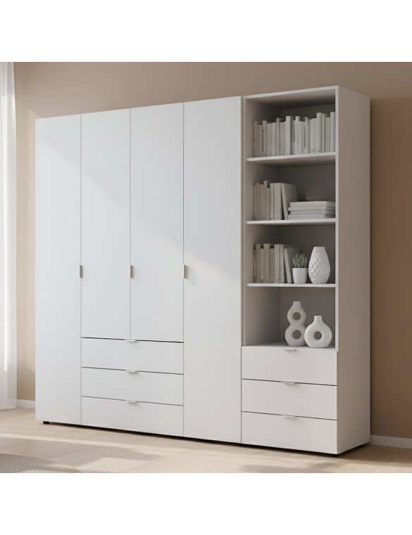 Шафа для одягу Doros Гелар Білий 4ДСП з пеналом 215х49.5х203.4 (DRS-011927)