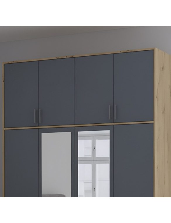 Антресоль висока Doros Ронді Дуб Артизан/Графіт 4 ДСП 160х52х65 (DRS-011907)
