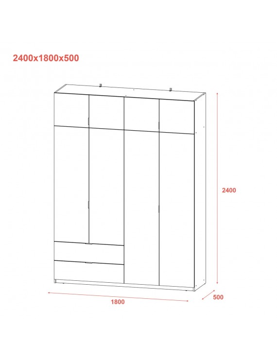 Шафа розпашна з антресоллю Doros Лукас 180х50х240 см Канноло (DRS-011882)