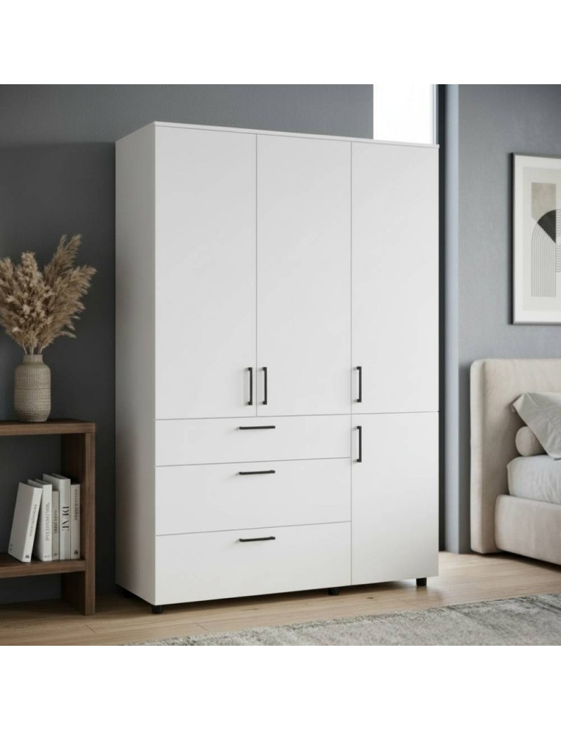Шафа для одягу Doros Торн Білий 3 ДСП/3Ш (штанга) 135х51.6х200 (DRS-012057)