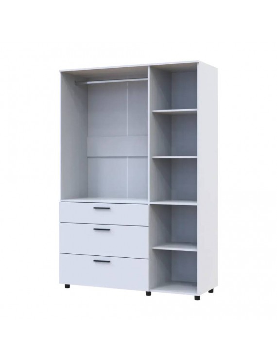 Шафа для одягу Doros Торн Білий 3 ДСП/3Ш (штанга) 135х51.6х200 (DRS-012057)