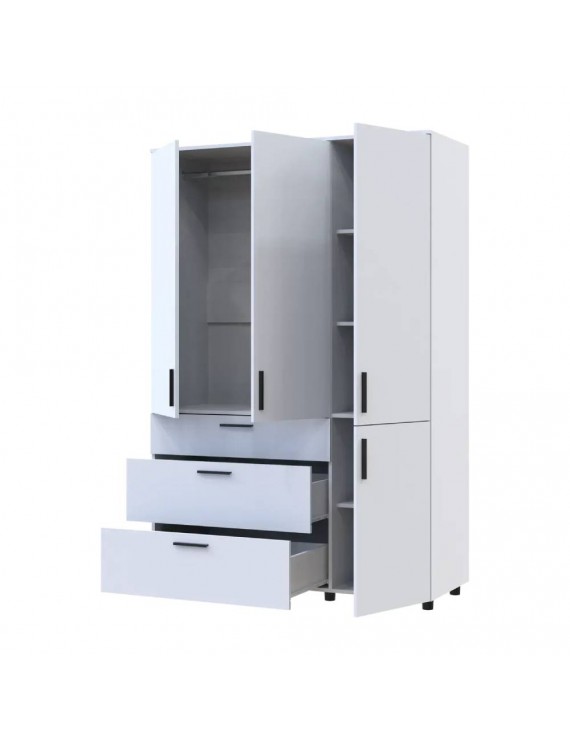 Шафа для одягу Doros Торн Білий 3 ДСП/3Ш (штанга) 135х51.6х200 (DRS-012057)