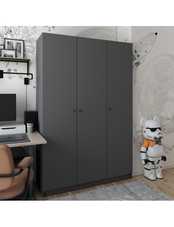 Шафа для одягу Doros Промо Антрацит 3 ДСП 135х48х204 (44900524) (DRS-012157)