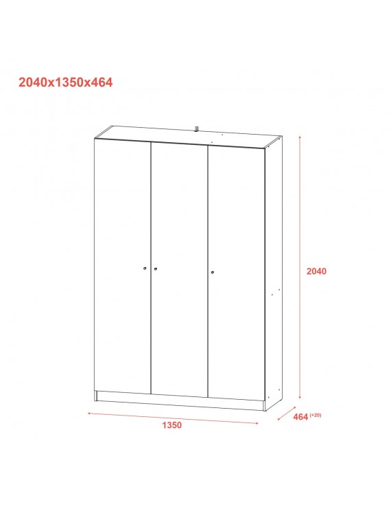 Шафа для одягу Doros Промо Антрацит 3 ДСП 135х48х204 (44900524) (DRS-012157)