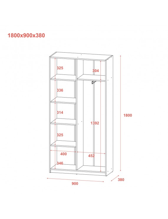 Розпашна шафа Doros Студент Графіт/Білий 90х38х180 DRS-011623 (44900273)