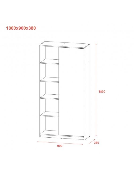 Розпашна шафа Doros Студент Графіт/Білий 90х38х180 DRS-011623 (44900273)