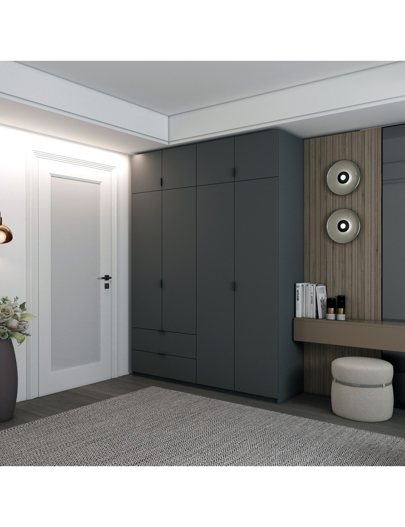 Шафа розпашна с антресолью Doros Лукас 180х50х240 см Графіт (DRS-011192)