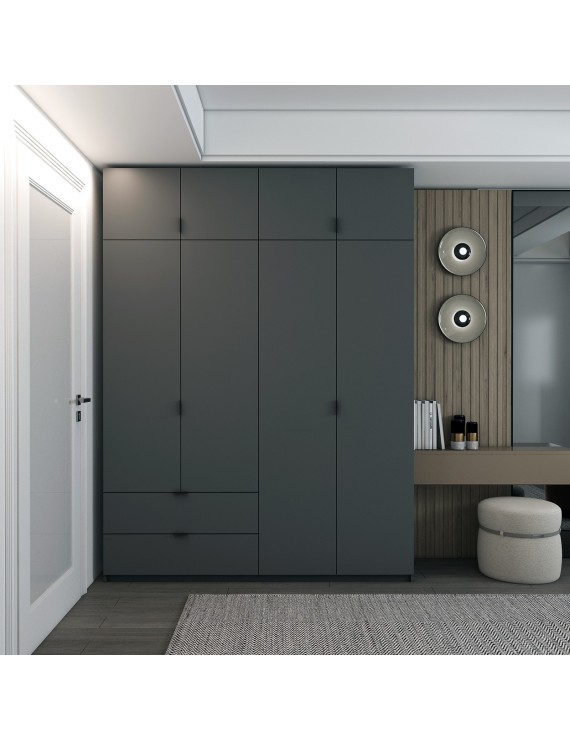Шафа розпашна с антресолью Doros Лукас 180х50х240 см Графіт (DRS-011192)