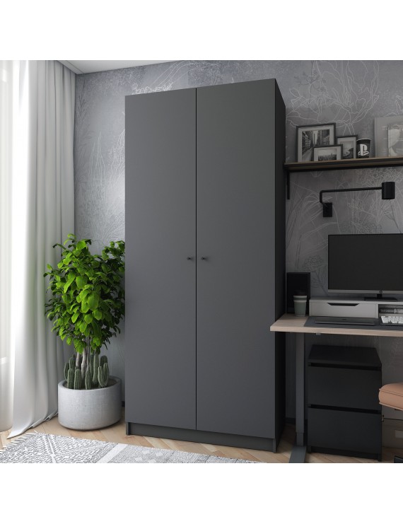 Шафа для одягу Doros Промо Антрацит 2 ДСП 90х48х204 (44900523) (DRS-012158)