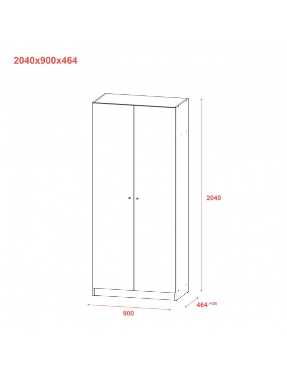Шафа для одягу Doros Промо Антрацит 2 ДСП 90х48х204 (44900523) (DRS-012158)
