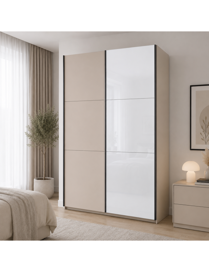 Шафа купе Doros G-Caiser Кашемір/Білий 1 ДСП/1 скло 3 частини 180х60х240 (42005322) (DRS-012236)