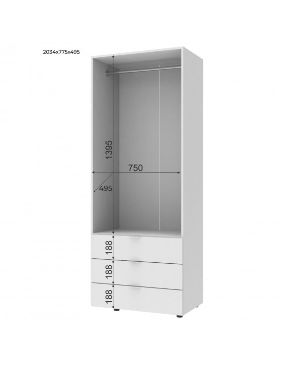 Шафа розпашна для одягу Doros Гелар 77,5х49,5х203,4 см Білий (DRS-011103)