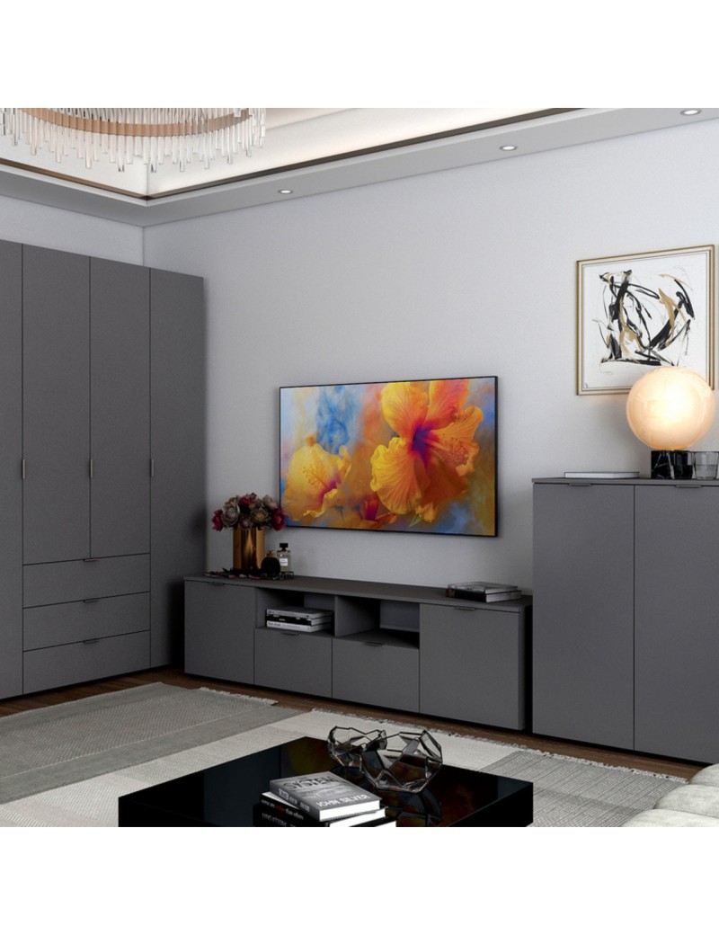 Тумба під ТВ Doros Рон 4 180х38х50 см Графіт (DRS-011299)