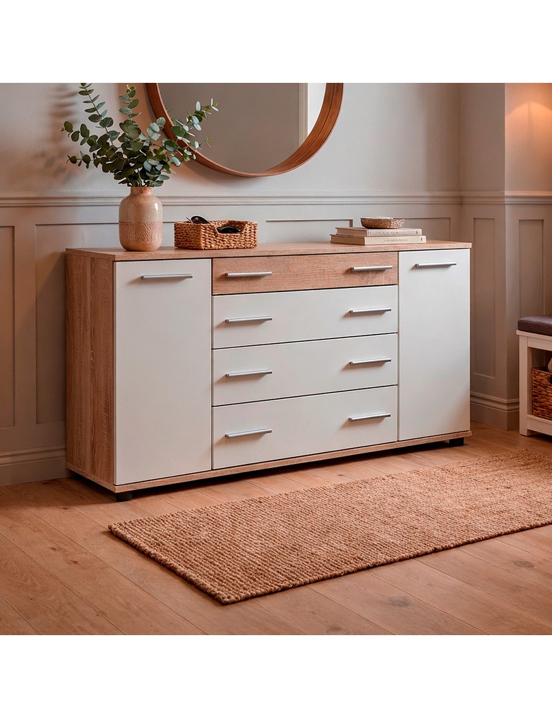 Комод для речей Еверест К-4 (телескопи) 130х38х73 Дуб сонома/Білий (DTM-073852)